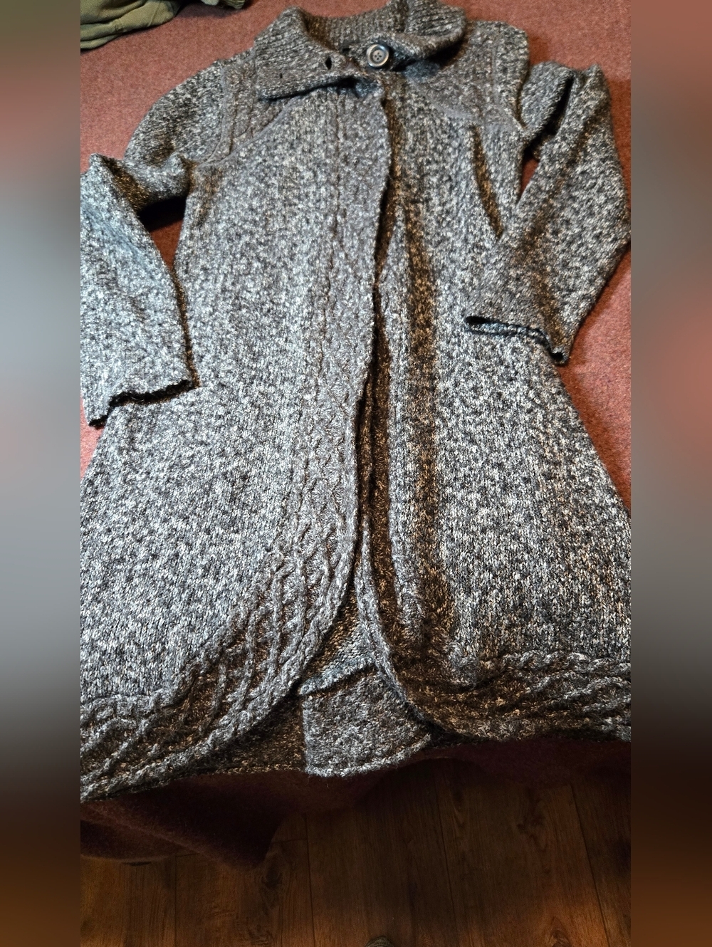 Prana Angelica Duster In Dark Gray Knit Snap Closure Size Medium